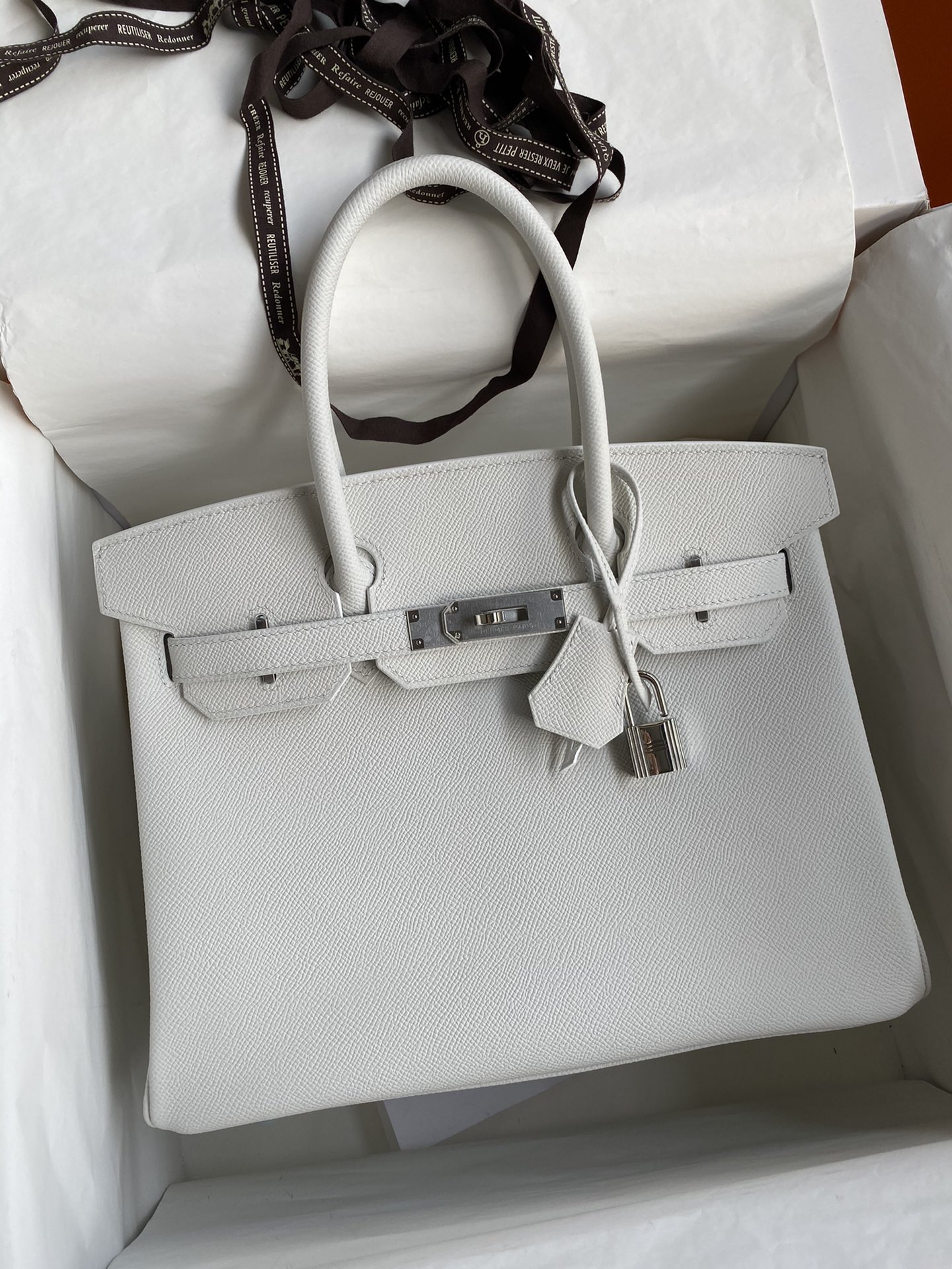 Hermes Birkin 30CM Epsom Leather Handbag White